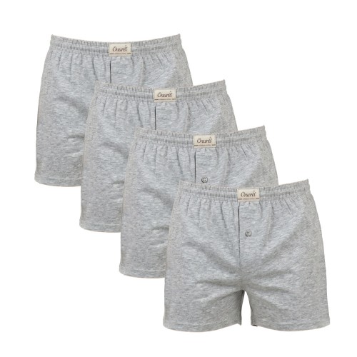 4 PACK Boxer βαμβακερό σε φαρδιά γραμμή με άνοιγμα γκρι