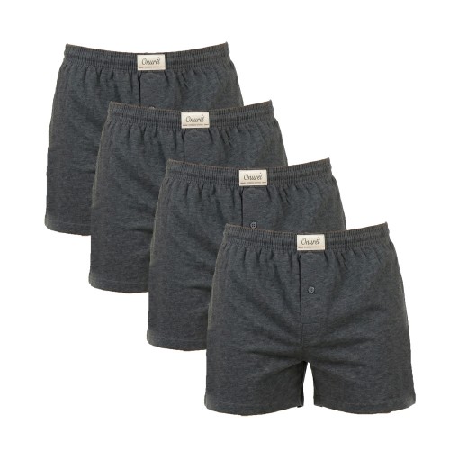 4 PACK Boxer βαμβακερό σε φαρδιά γραμμή με άνοιγμα ανθρακί