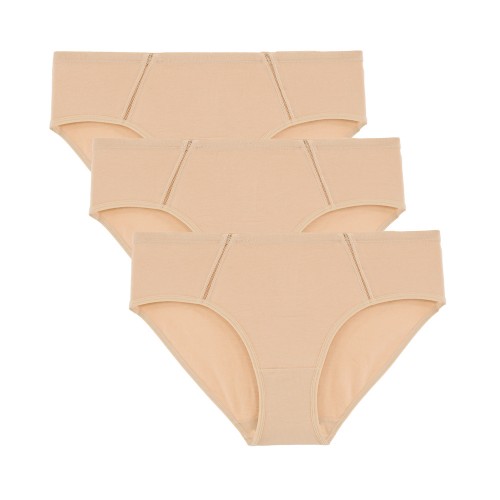 3 Pack Plus Size ψηλόμεσα σλιπ Lux Comfort μπεζ