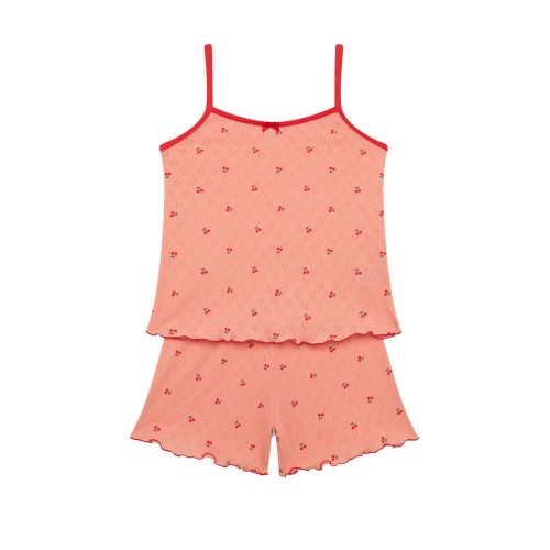 Κοριτσίστικη αμάνικη πυτζάμα MINERVA Cherries Pointelle (4-10ετών)