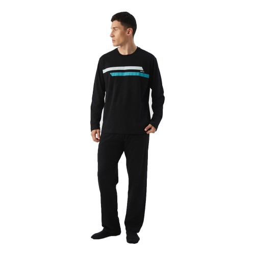 Ανδρική Πυτζάμα MINERVA Stripes Μαύρη
