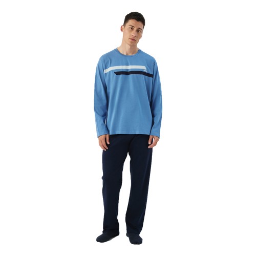 Ανδρική Πυτζάμα MINERVA Stripes Μπλε ραφ