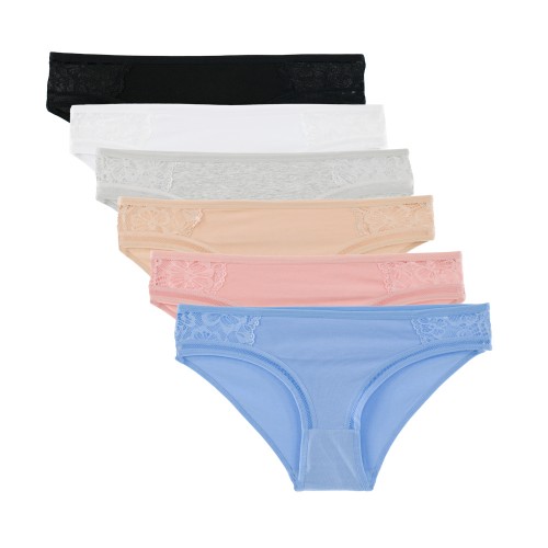6 PACK Βαμβακερά Bikini Slip Mesh Romance Multicolour