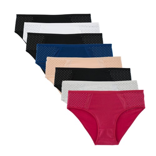 8 PACK Γυναικεία Βαμβακερά Kλασικά Ψηλόμεσα Romance Σλιπ με Δαντέλα multicolour