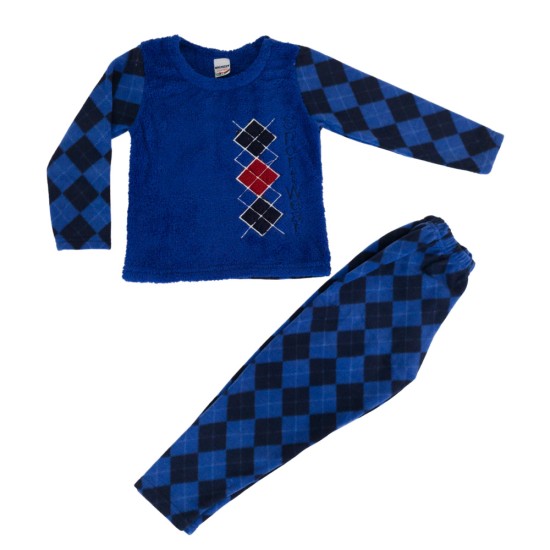 Rhombus αγορίστικη fleece πυτζάμα μπλε W23