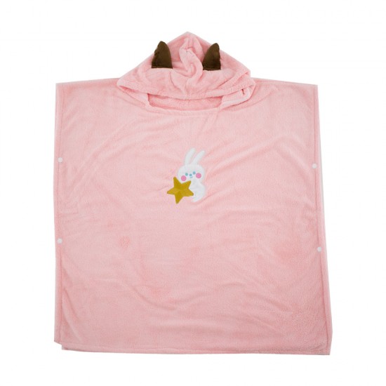 Κοριτσίστικη πετσέτα παραλίας-πόντσο κουνελάκι (70*70) ροζ S23 