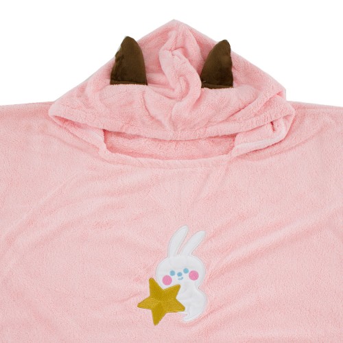 Κοριτσίστικη πετσέτα παραλίας-πόντσο κουνελάκι (70*70) ροζ S23 