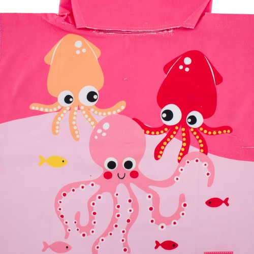 Κοριτσίστικη πετσέτα παραλίας - πόντσο octopus (60*60) ροζ S23