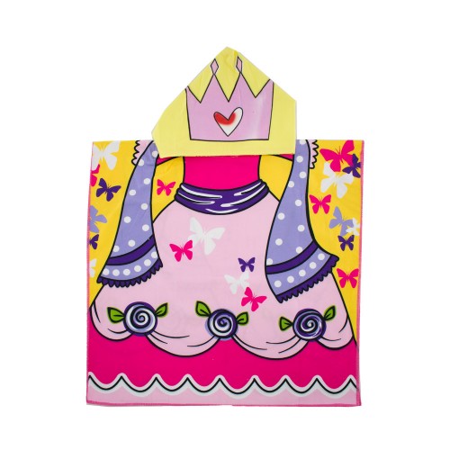 Κοριτσίστικη πετσέτα παραλίας - πόντσο princess (60*60) ροζ S23