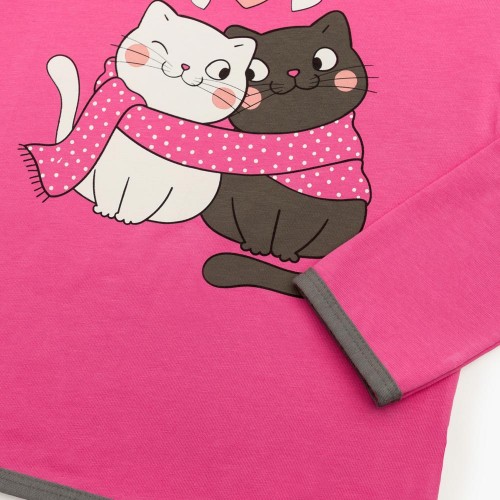 Κοριτσίστικη πυτζάμα MINERVA Sweet Cats φούξια (4-10 ετών) W24