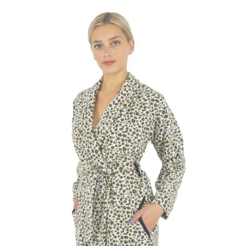 Γυναικεία fleece ρόμπα leopard W23 