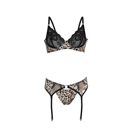 Γυναικείο lingerie Set με ζαρτιέρες Revolution animal print