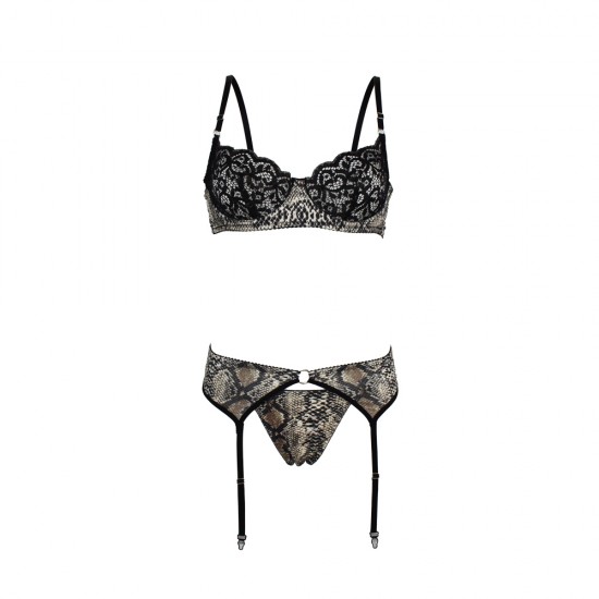 Γυναικείο lingerie Set με ζαρτιέρες Revolution snake print