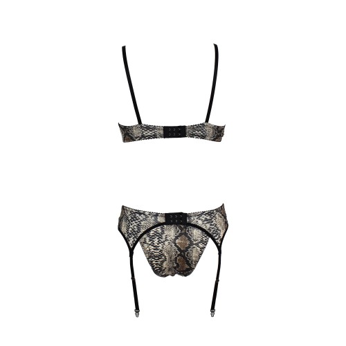 Γυναικείο lingerie Set με ζαρτιέρες Revolution snake print