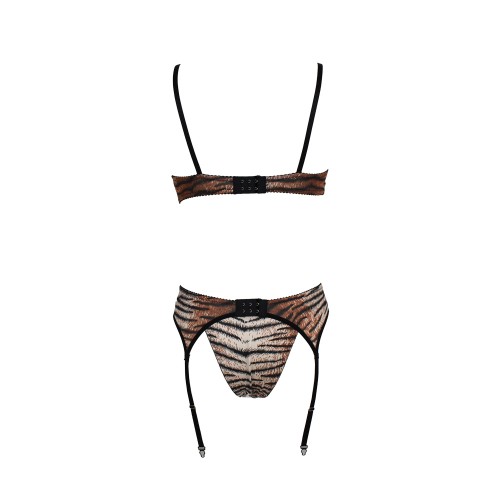 Γυναικείο lingerie Set με ζαρτιέρες Revolution tiger print