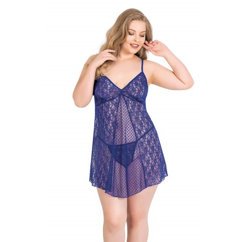 Plus Size Sexy babydoll Wish μπλε royal