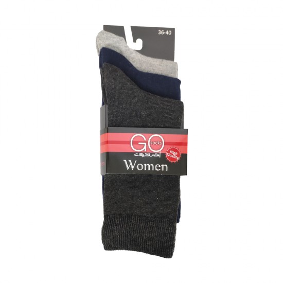 3Pairs Γυναικείες κάλτσες GO μπλε-γκρι-ανθρακί
