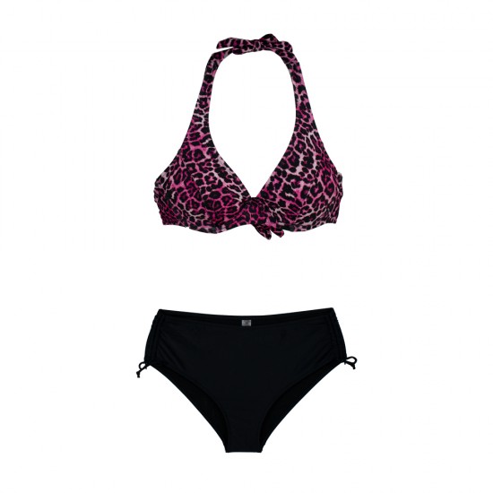 Μαγιό bikini balconette δετό στο λαιμό leopard ροζ S23