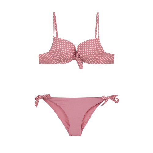 Μαγιό bikini με μπανέλα πουά ροζ S23