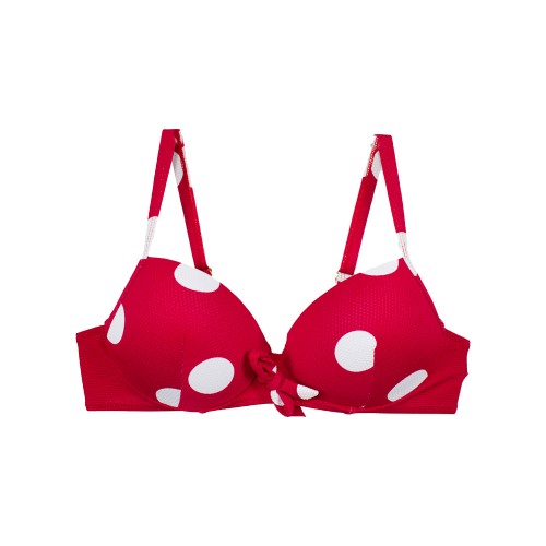 Γυναικείο μαγιό bikini push up με μπανέλα πουά κόκκινο S24