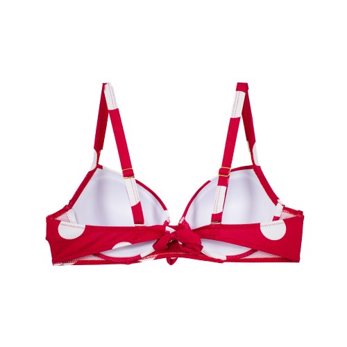 Γυναικείο μαγιό bikini push up με μπανέλα πουά κόκκινο S24