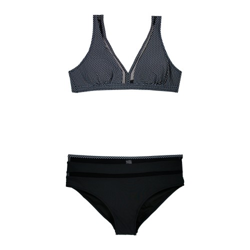 Γυναικείο μαγιό bikini classic πουά χωρίς μπανέλα μαύρο S24