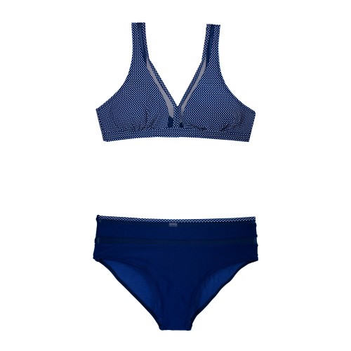 Γυναικείο μαγιό bikini classic πουά χωρίς μπανέλα μπλε S24