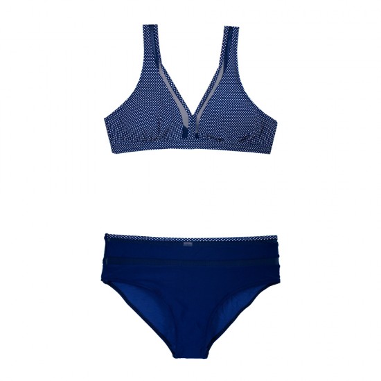 Γυναικείο μαγιό bikini classic πουά χωρίς μπανέλα μπλε S24