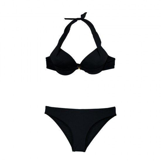Γυναικείο μαγιό bikini full figure με μπανέλα μαύρο S24  