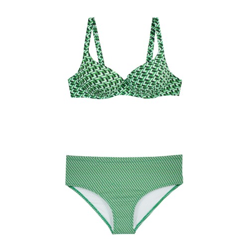 Γυναικείο μαγιό bikini balconette με μπανέλα geometric πράσινο S24  