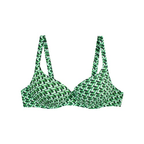 Γυναικείο μαγιό bikini balconette με μπανέλα geometric πράσινο S24  