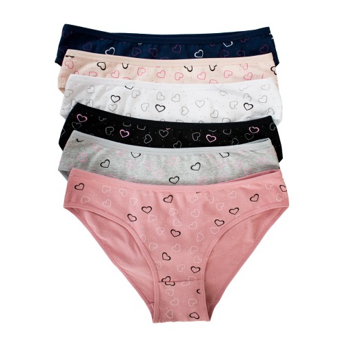 6 Pack βαμβακερά slip hearts multicolour