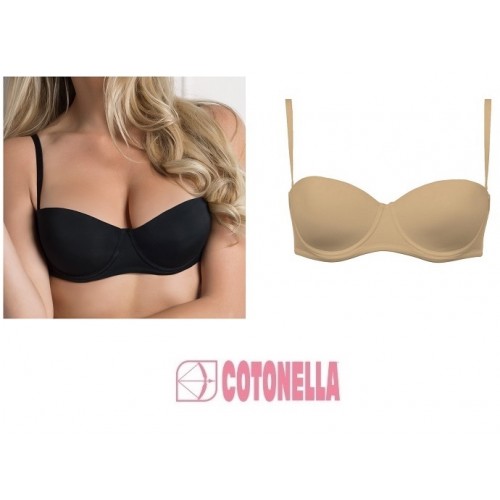 Strapless σουτιέν με αποσπώμενη ενίσχυση COTONELLA μαύρο