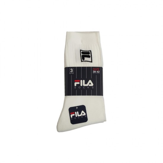 Αθλητικές κάλτσες 3 τμχ FILA πετσετέ λευκές