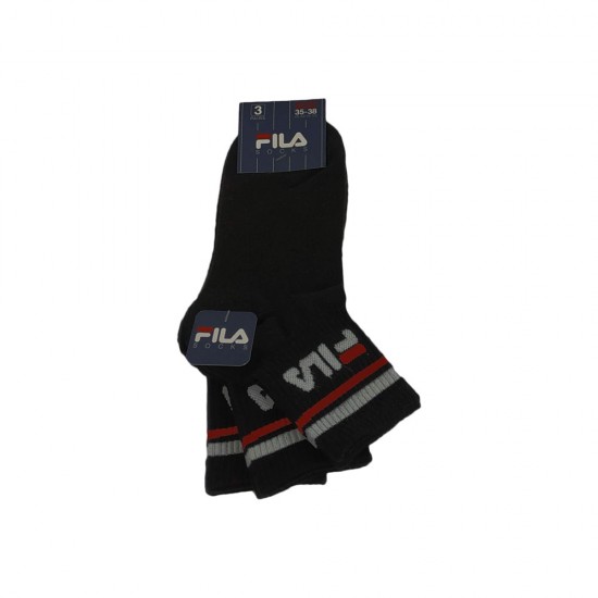 Αθλητικές ημίκοντες κάλτσες 3 τμχ FILA μαύρες   