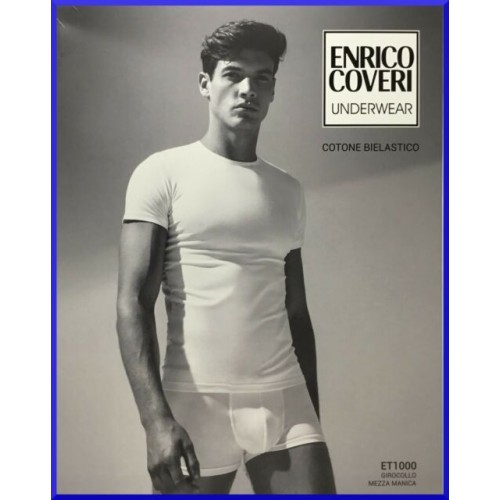 Ανδρική φανέλα ENRICO COVERI με κοντό μανίκι μαύρo