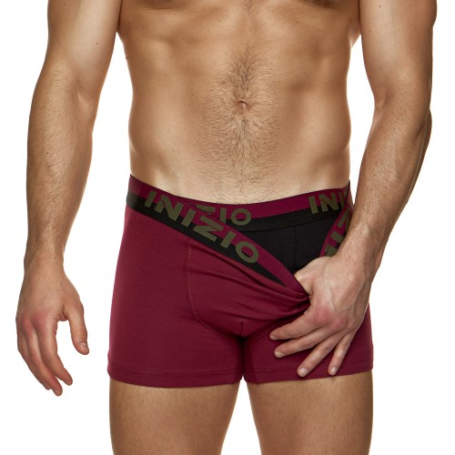 2 Pack Boxer INIZIO με ματ λάστιχο μαύρο/μπορντό