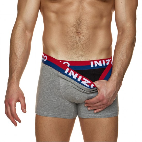 2 Pack Boxer INIZIO με ματ λάστιχο μαύρο/γκρι