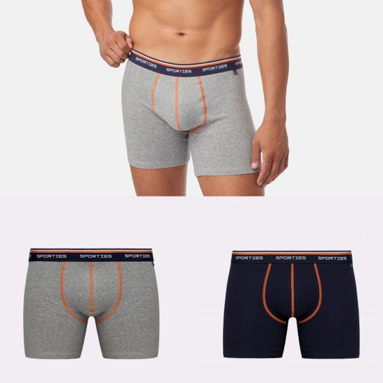 2 Pack Boxer Minerva Sporties Fit Long γκρι/μπλε 